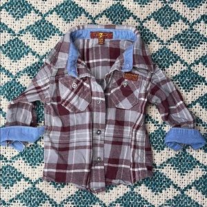7 for All Mankind boys flannel with denim detail!